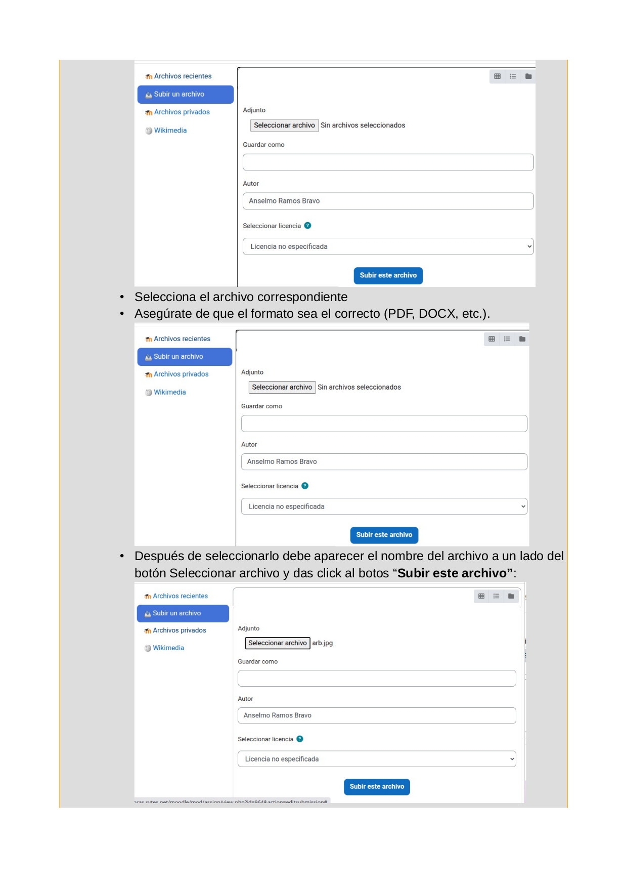 2. Subir tarea a moodle pg3